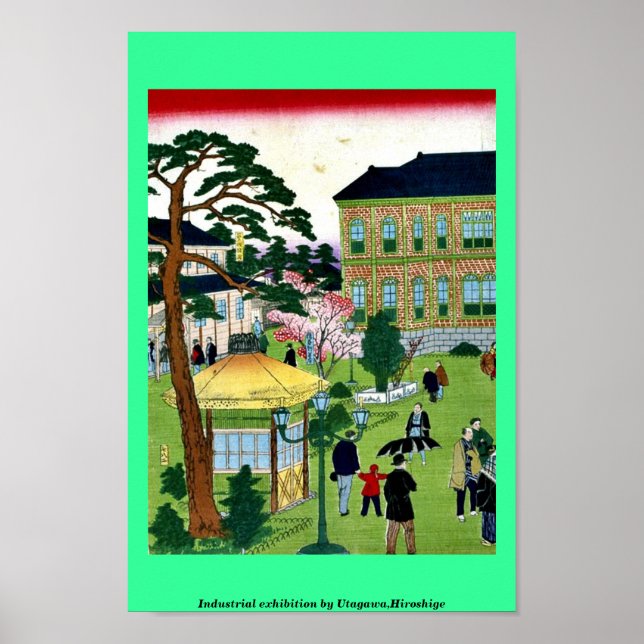 Affiche Exposition industrielle par Utagawa, Hiroshige (Devant)