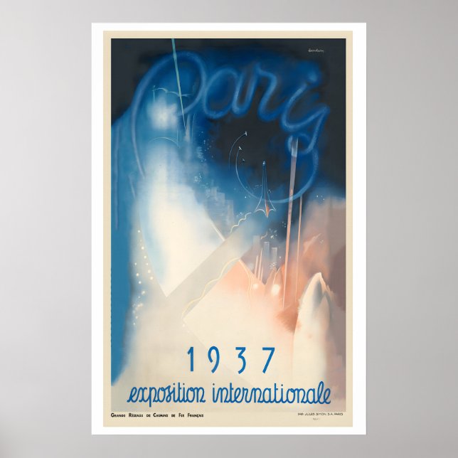 Affiche Exposition Internationale de Paris France Art Vint (Devant)