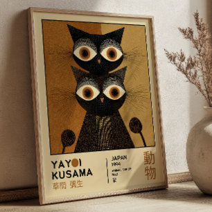 Affiche Exposition japonaise de Yayoi Kusama sur les chats
