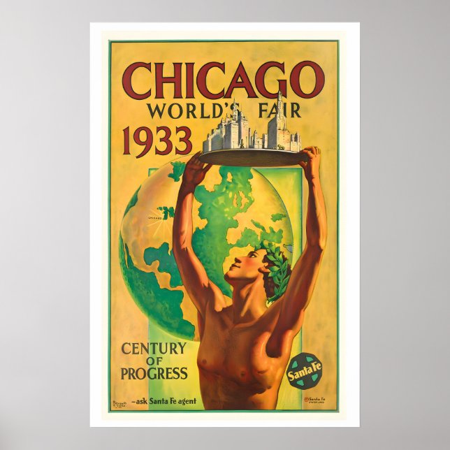Affiche Exposition universelle de Chicago 1933 Siècle de p (Devant)