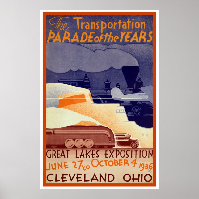 Affiche Exposition vintage des Grands Lacs Cleveland Ohio (Devant)