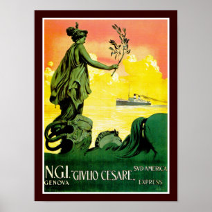 Affiche Express de l'Amérique de lessive de ~ de Giulio