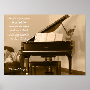 Affiche Express de musique — citation de Victor Hugo - art