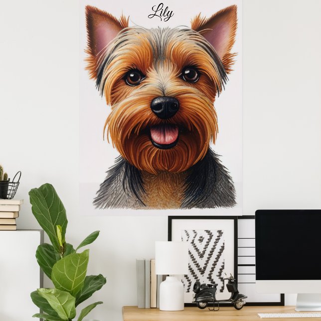 Affiche Expressif gros plan Yorkshire Terrier Portrait de  (Bureau à domicile)