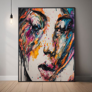 Affiche Expression Abstraite vive - Tombant dans l'art de 