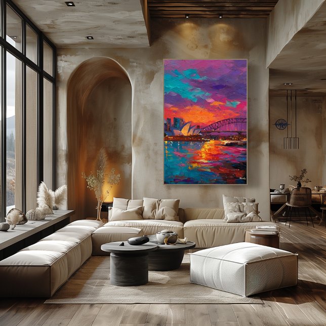 Affiche Expressionist Sydney Skyline Vibrant Harbor City (Créateur téléchargé)