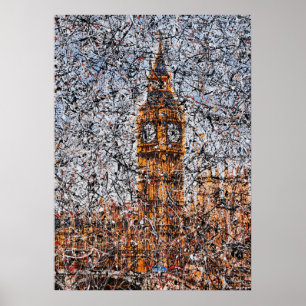 Affiche Expressionnisme abstrait Big Ben Londres Drip Art