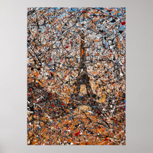 Affiche Expressionnisme abstrait Tour Eiffel de Paris Art 
