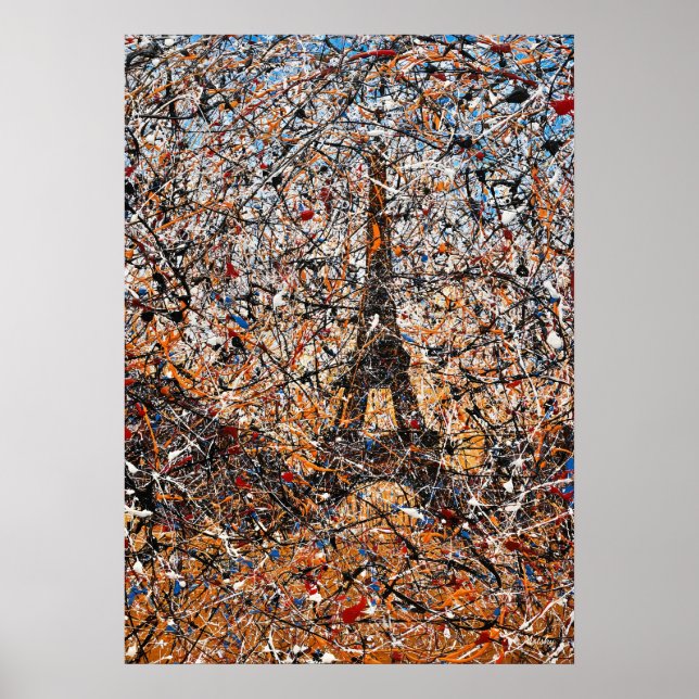 Affiche Expressionnisme abstrait Tour Eiffel de Paris Art  (Devant)