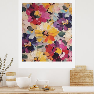 Affiche Expressive Abstract Flower Painting