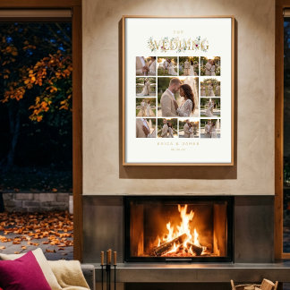 Affiche Exquisite Botanical Wedding Photo Collage TLW26