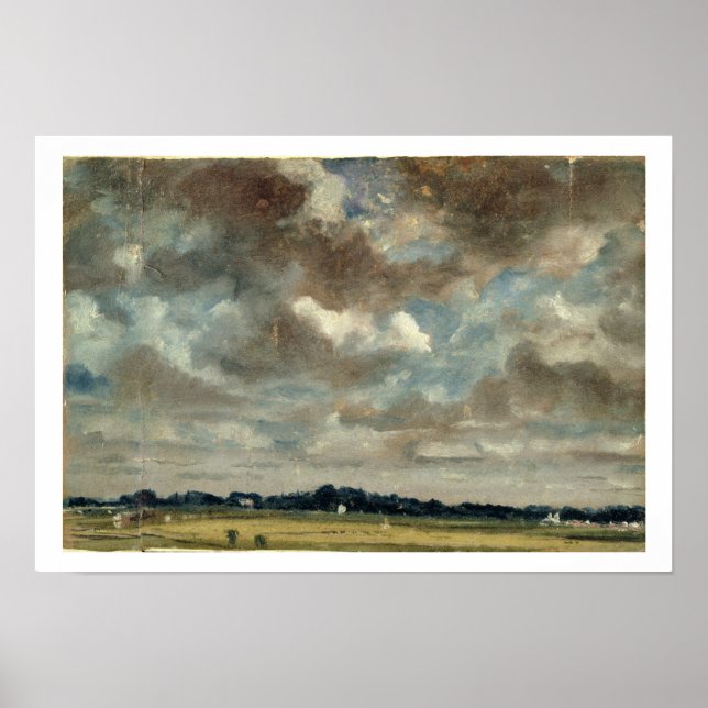 Affiche Extensive Landscape with Grey Clouds, c.1821 (oil (Devant)