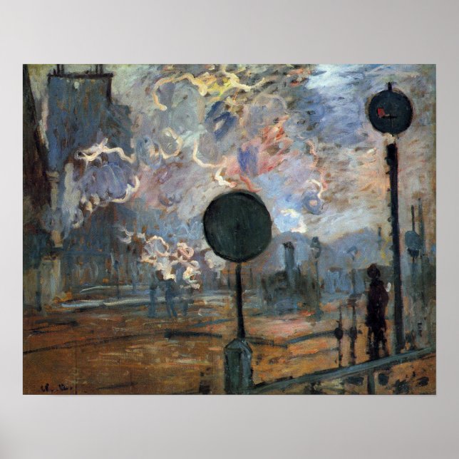 Affiche Extérieur de la Gare Saint-Lazare par Claude Monet (Devant)