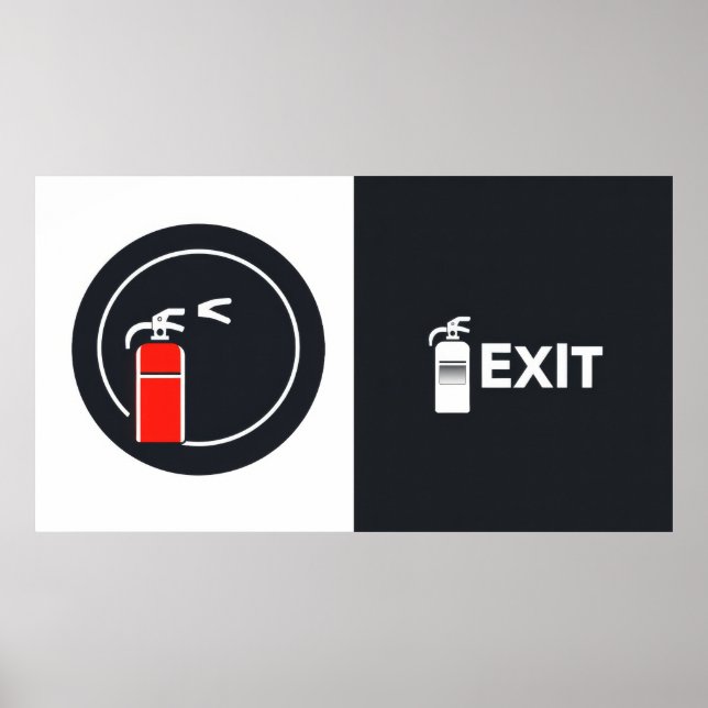 Affiche Extincteur d'incendie avec panneau de sortie  (Devant)