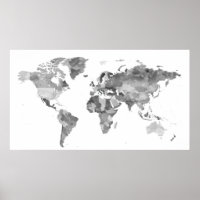 Extra-large Black and white World Map Posster
