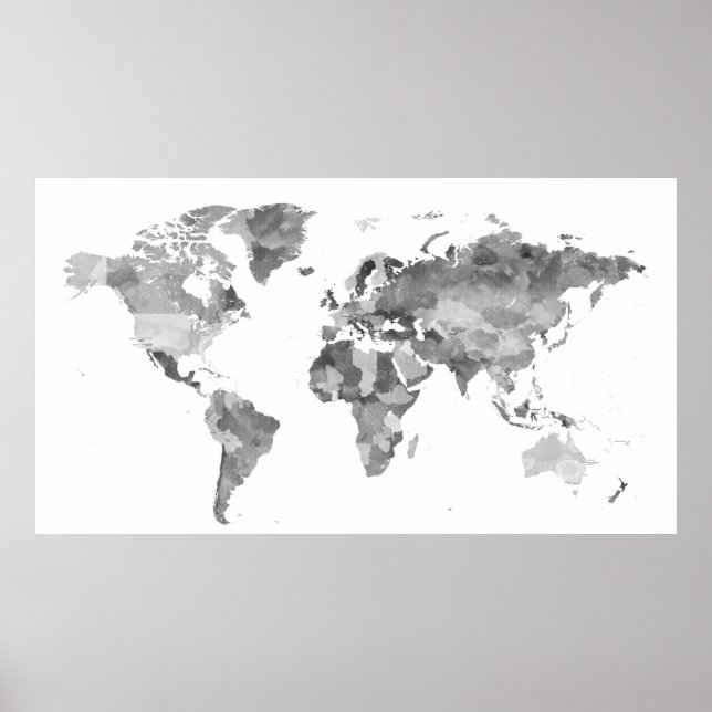 Affiche Extra-large Black and white World Map Posster (Devant)