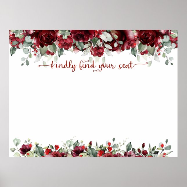 Affiche Extra Large Blank Red Peony Seating Chart (Devant)