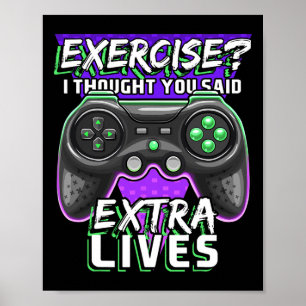 Affiche Extra Lives Funky Video Game Contrôleur Retro Jeu
