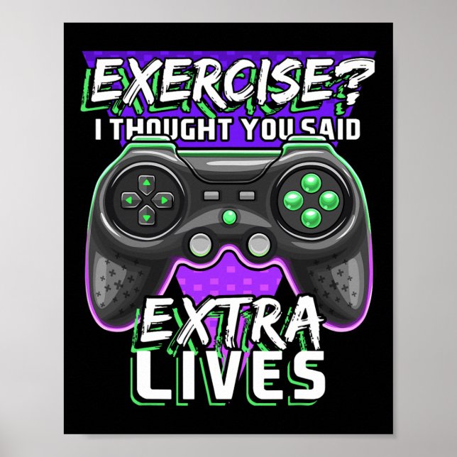 Affiche Extra Lives Funky Video Game Contrôleur Retro Jeu (Devant)