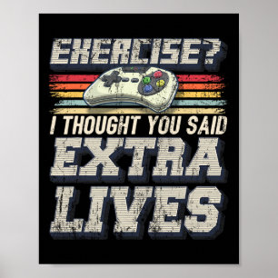 Affiche Extra Lives Funky Video Game Contrôleur Retro Jeu