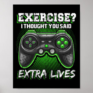Affiche Extra Lives Funky Video Game Contrôleur Retro Jeu