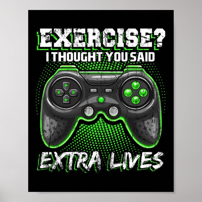 Affiche Extra Lives Funky Video Game Contrôleur Retro Jeu (Devant)