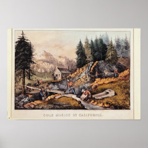 Affiche Extraction de l'or en Californie