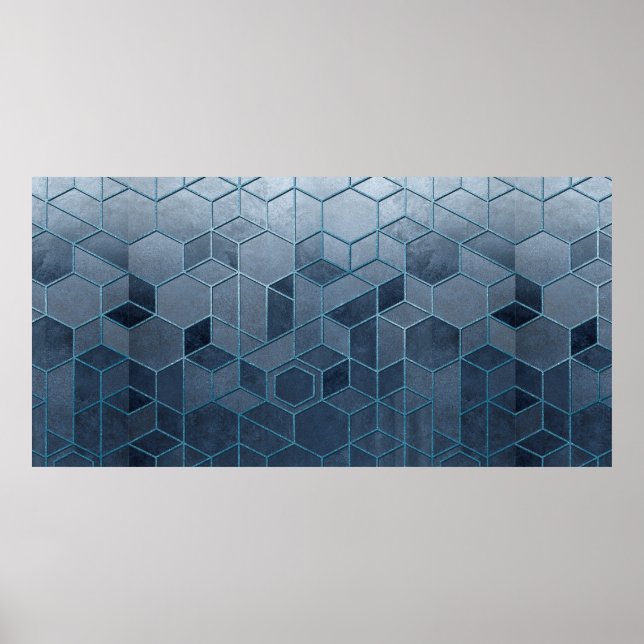 Affiche Extraction géométrique d'hexagones sur un relief b (Devant)