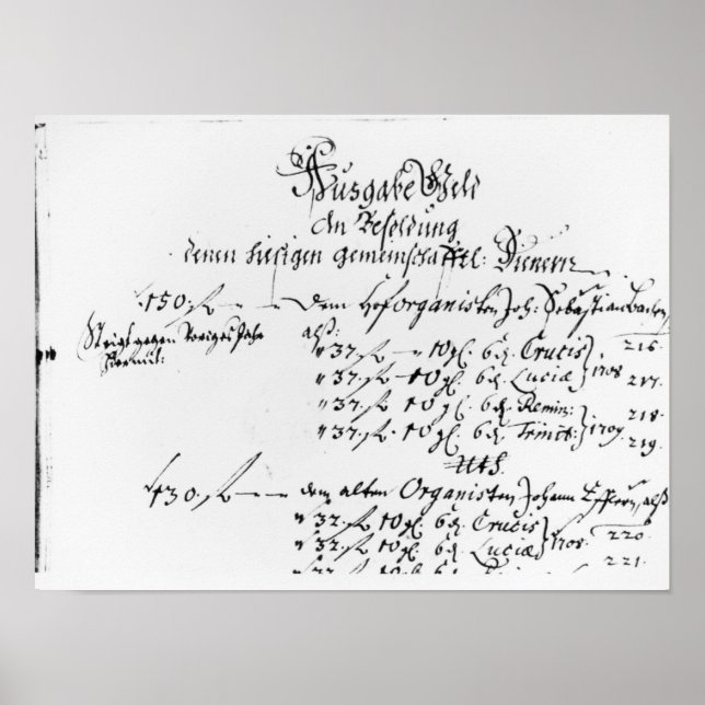 Affiche Extrait du salaire de J.S. Bach (Devant)