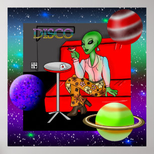 Affiche Extraterrestre rétro des années 1970 dans Disco Lo