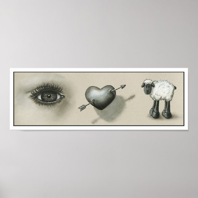 Affiche Eye Heart Ewe imprimé (Devant)
