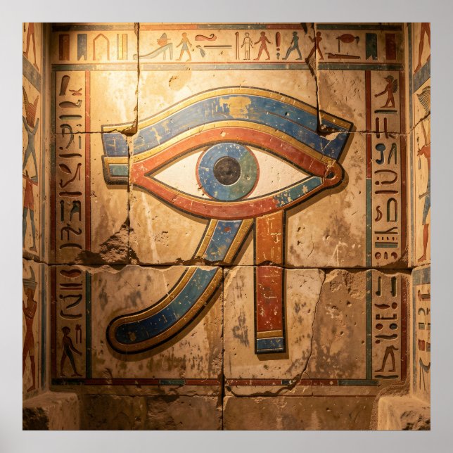 Affiche Eye of Horus with Hieroglyphs Egyptian Spiritual  (Devant)