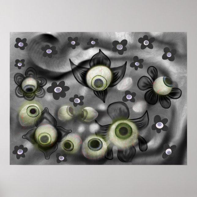 Affiche Eyeball Ghosts Creepy Gothic Halloween Art (Devant)