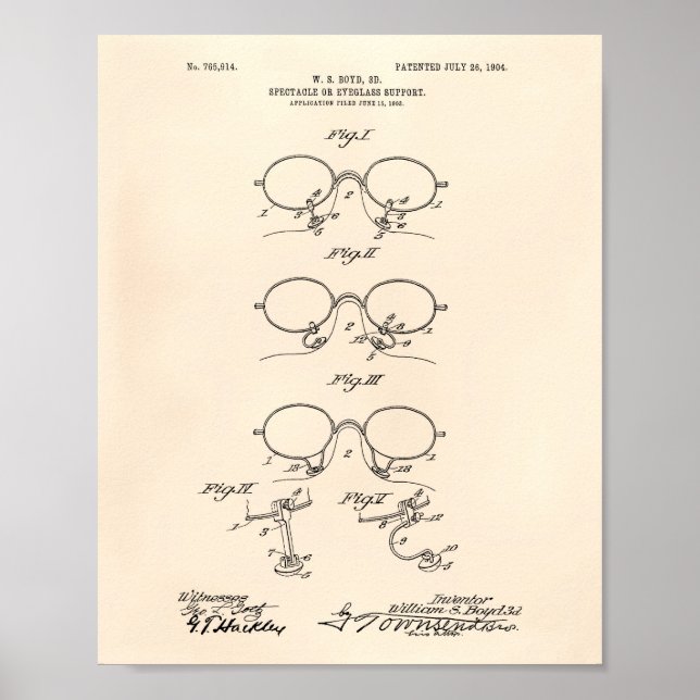 Affiche Eyeglass Support 1904 Patent Art Old Peper (Devant)