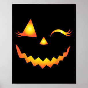 Affiche Eyelashes Jack-o'-lantern Face Citrouille Hallowen