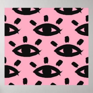 Affiche Eyes Watercolor Brush, Motif Sketch.