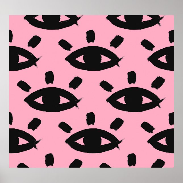 Affiche Eyes Watercolor Brush, Motif Sketch. (Devant)