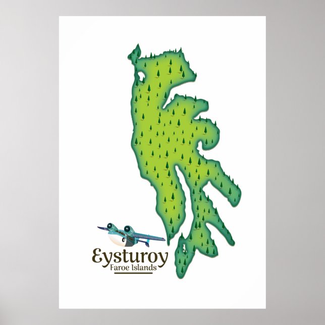 Affiche Eysturoy Iles Féroé Plan de voyage (Devant)