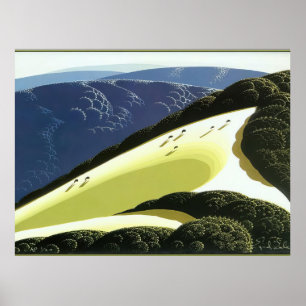Affiche Eyvind Earle - contreforts de Sierra Madre - Réal