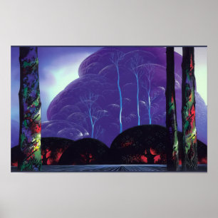 Affiche Eyvind Earle - Coucher de soleil pourpre - 1996;