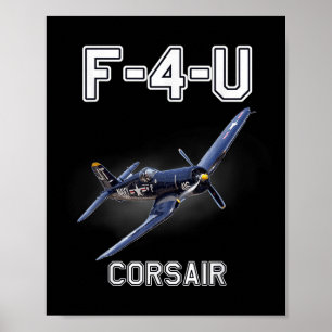 Affiche F4u Corsair Warbird Aéronefs militaires 2ème guerr