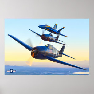 Affiche F6F HELLCAT, F8F BEARCAT et F/A-18C HORNET