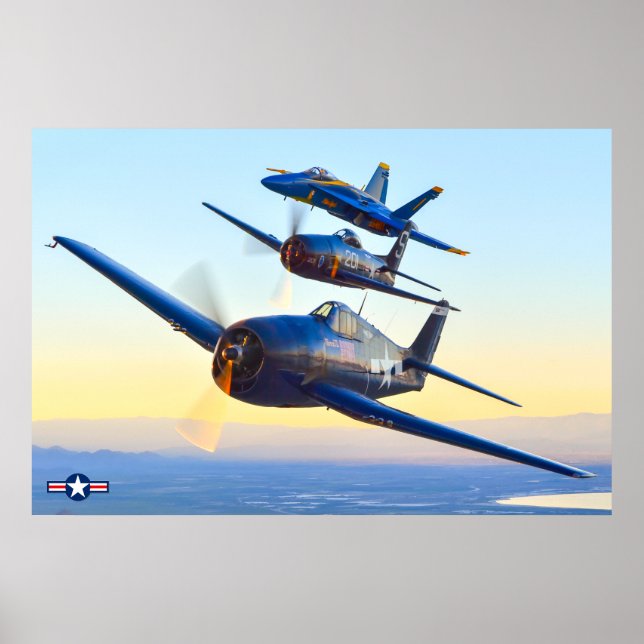 Affiche F6F HELLCAT, F8F BEARCAT et F/A-18C HORNET (Devant)