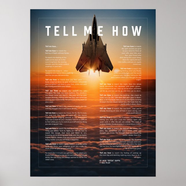 Affiche F-14 avec Tell Me How ode aux pilotes militaires (Devant)
