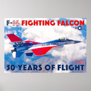 AFFICHE F-16 COMBATTRE FALCON - 50 ANS !