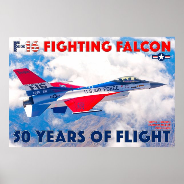AFFICHE F-16 COMBATTRE FALCON - 50 ANS ! (Devant)