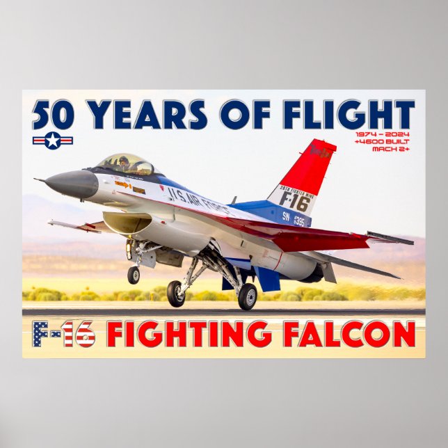 AFFICHE F-16 COMBATTRE FALCON - 50 ANS ! (Devant)