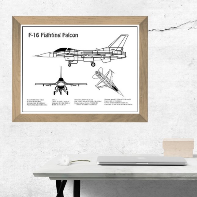 Affiche F-16 Faucon de combat - Plan directeur de l'avion  (Créateur téléchargé)