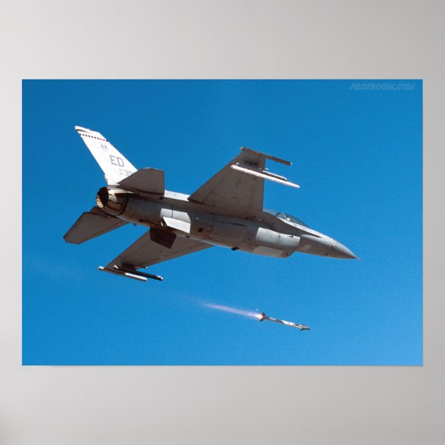Affiche F-16 Faucon lance un missile (Devant)