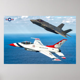 AFFICHE F-16C FALCON ET F-35A LIGHTNING II